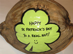 St. Patricks Day Gift Hand Painted Coconut