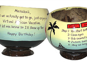 Click to enlarge -  Virtual Vacation Gift Hand Painted Coconut