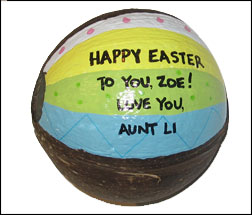 Personalized coconuts for Easter gifts
