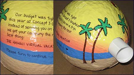 Insert message in the painted coconut and send as promotional items or invitations