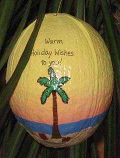 Buy Painted Coconut Unique Christmas Ornament and Cards