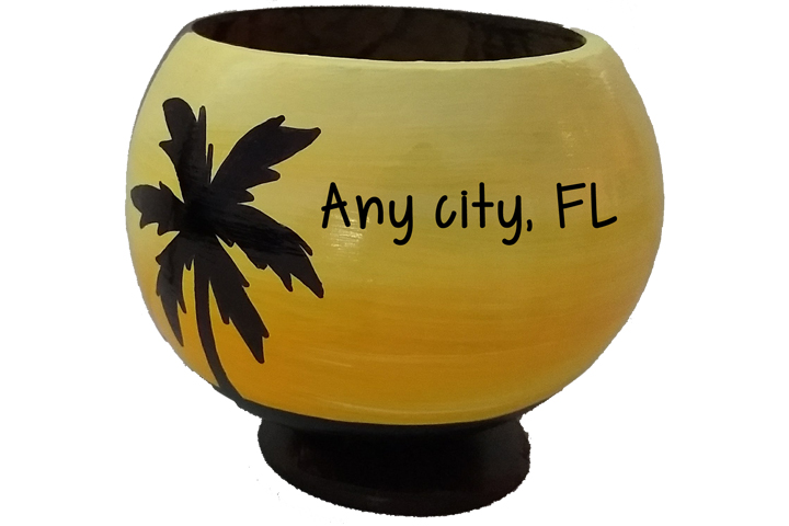 Coconut Cups personalized with your location or message