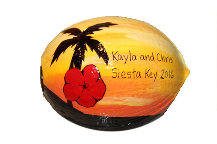Save the date handpainted reminder coconut