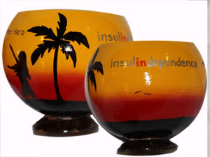 Hand painted logo on a coconut cup advertising specialties