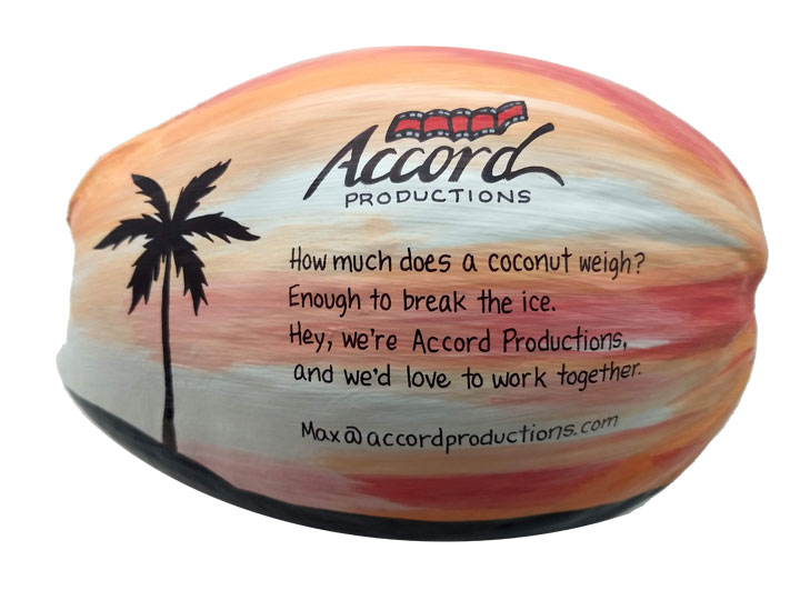 painted coconuts are out-of-the-box promotional ideas