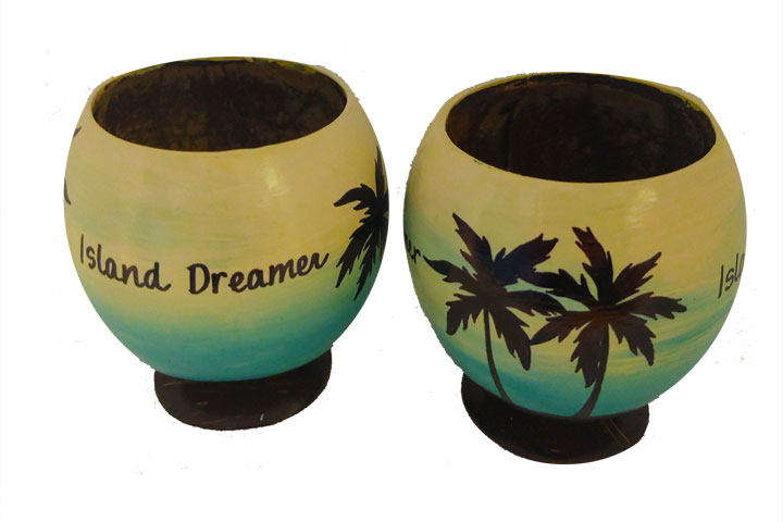 Hand painted genuine kava coconut shell cups