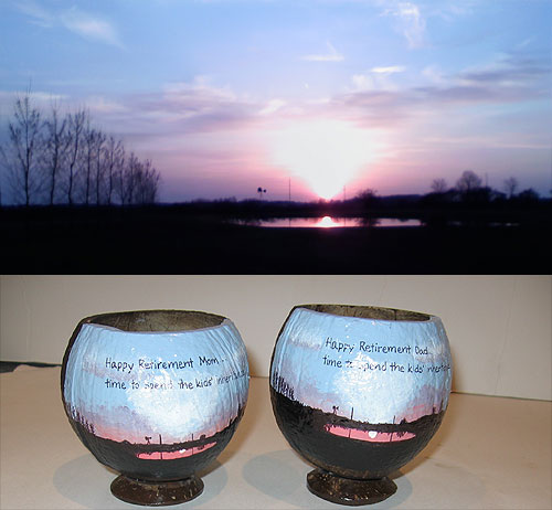 Hand Painted Retirement Coconut Cup